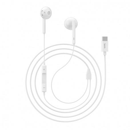 Hoco Ecouteurs filaires blanc Type-C L10 Acoustic avec microphone