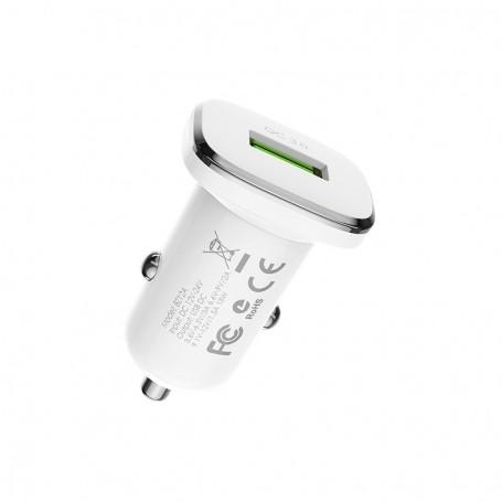 Borofone BZ12A Blanc Chargeur Allume-Cigare QC 3.0 Charge Rapide