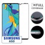 Protection antichoc verre trempé Samsung A50 Contour Noir Full Cover