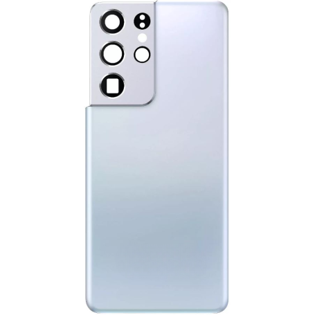 Vitre Arrière Argent S21 Ultra 5G (G998B) Avec Lentille Caméra Samsung