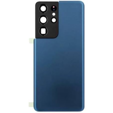 Vitre Arrière Bleue S21 Ultra 5G (G998B) Avec Lentille Caméra Samsung