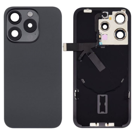 Vitre Arrière Noire iPhone 15 Pro - Plaque Métal - NFC - Magsafe - Nappe Flash