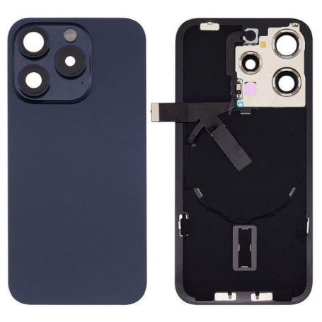 Vitre Arrière Bleue iPhone 15 Pro Max- Plaque Métal - NFC- Magsafe - Nappe Flash