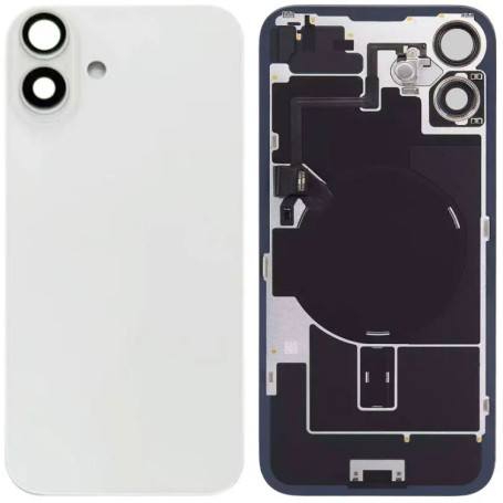 Vitre Arrière Blanche iPhone 16 Avec Plaque Métal - NFC - Magsafe - Nappe Flash