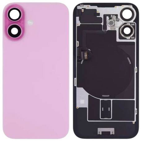 Vitre Arrière Rose iPhone 16 Plus - Plaque Métal - NFC - Magsafe - Nappe Flash