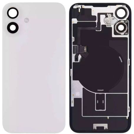 Vitre Arrière Blanche iPhone 16 Plus Plaque Métal - NFC - Magsafe - Nappe Flash
