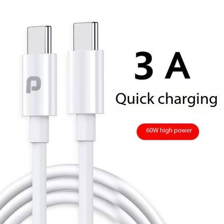 Promobile Câble Type-C à Type-C TPE 60W (2m) Blanc (Packaging Souple)