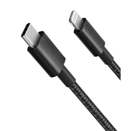 Promobile Câble Type-C vers Lightning Nylon (1m) Noir (Packaging Souple)