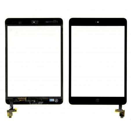 Vitre tactile noire prémontée avec bouton home, support caméra et adhésif iPad