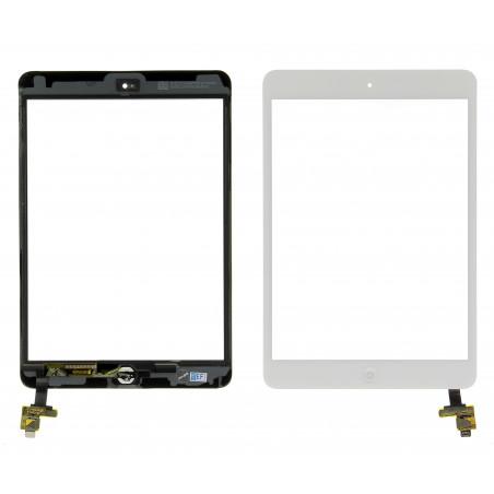 Vitre tactile blanche prémontée avec bouton home, support caméra et adhésif iP