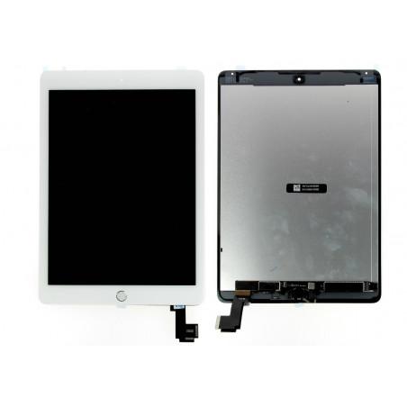 Vitre tactile blanche prémontée avec LCD, support caméra et adhésif iPad Air 2