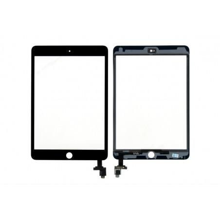 Vitre tactile noire prémontée avec support caméra et adhésif iPad Mini 3