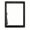 Vitre tactile noire prémontée avec bouton home, support caméra et adhésif iPad 