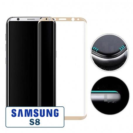 Protection antichoc verre trempé full cover Gold Samsung S8