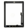 Vitre tactile noire prémontée avec bouton home, support caméra et adhésif iPad 